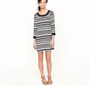 J. Crew long sleeve navy and cream silk dress
